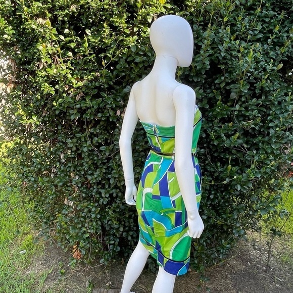 💋MAGGY London 70’s Psychedelic Funky Vintage Look Strapless Dress Size 10 - Picture 5 of 12